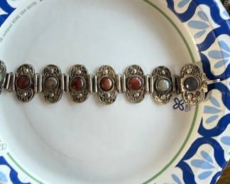 Vintage MultiStone Filigree Link Bracelet