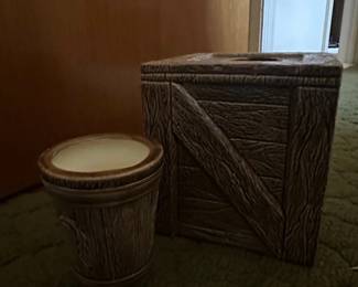 Vintage Ceramic CrateThemed Tissue Box Cover and Waste Bin Set