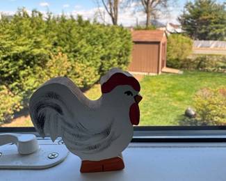 HandPainted Wooden Rooster Figurine