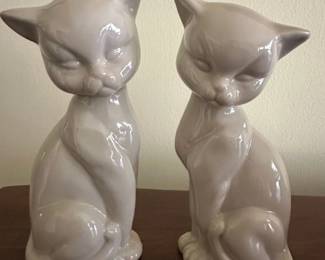 Pair of MidCentury Ceramic Cat Figurines