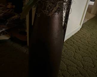 Vintage Metal Vase with Artificial Flowers