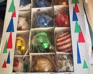 Santa Land Christmas Tree Ornaments Set  Vintage Glass Ornaments