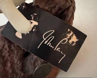 John Perry Ceramic Bird Sculpture with Driftwood Base second image