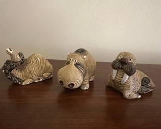 Ceramic Animal Figurines Camel, Hippopotamus, Walrus