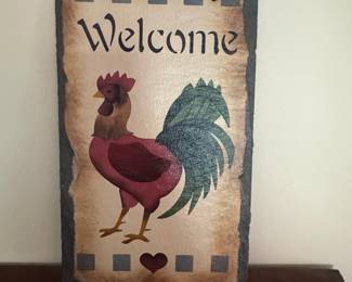 Rooster Welcome Slate Sign