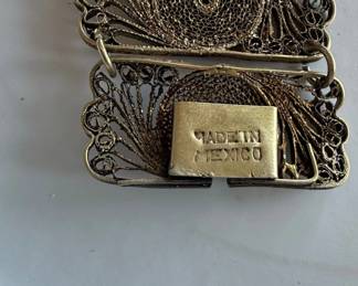 Vintage Mexican Gold Tone Filigree Link Bracelet third image