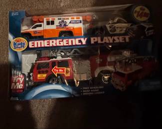 Kids Stuff Emergency Playset with Ambulance, Police Car, and Fire Truck