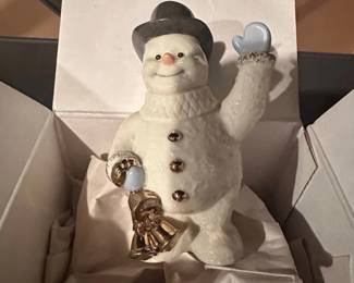 Lenox Winter Welcome Snowman Figurine with Bell and Lantern
