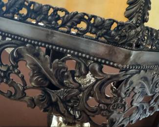 Vintage Ornate Slag Glass Table Lamp with Amber Panels second image