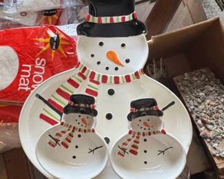 Mud Pie Snowman Chip and Dip Bowl Set