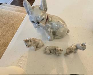 Vintage French Bulldog and Puppies Figurine Set