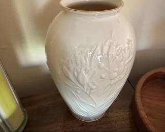 Lenox Masterpiece Collection Embossed Floral Vase with Gold Rim