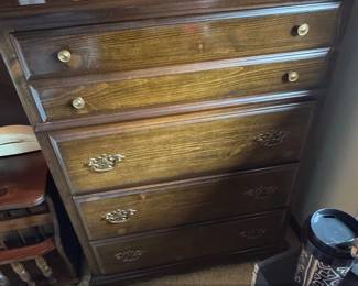 Vintage Wooden Dresser with Brass Hardware