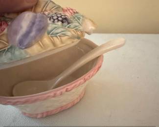 Ceramic Fruit Basket Condiment Dish with Spoon second image