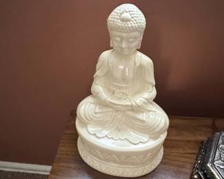 White Ceramic Meditating Buddha Statue