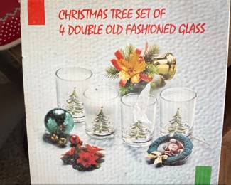 Spode Christmas Tree Set of Double Old Fashioned Glasses