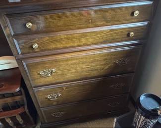 Vintage Wooden Dresser with Brass Hardware