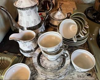 Sterling China Japan Platinum Trim Tea Set