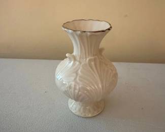 Lenox Cream Ceramic Vase with Gold Trim