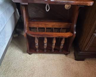 Vintage Oak Magazine Rack End Table