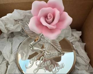 Glass Baron I Love You Pink Rose Keepsake