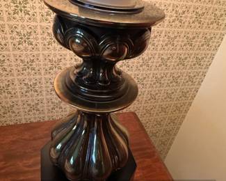 Vintage Stiffel Candlestick Table Lamp with Textured Shade second image
