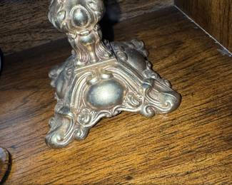 Vintage Cut Crystal Candy Dish with Ornate BrassTone Base second image