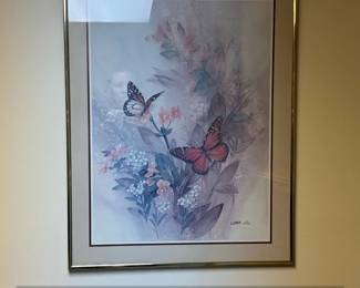 Lena Liu Butterfly and Floral Print in Gold Tone Frame