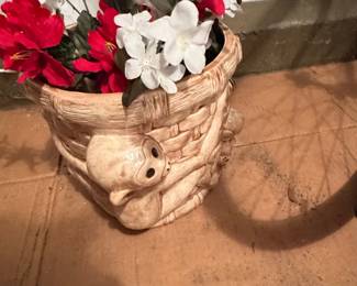 Ceramic Monkey Basket Planter