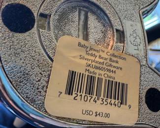 Lenox Baby Jewel Collection Teddy Bear Bank second image