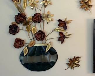MidCentury Metal Floral Wall Art Sculpture