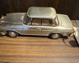 Vintage MercedesBenz or Tin Toy Car with Decanter and Shot Glasses