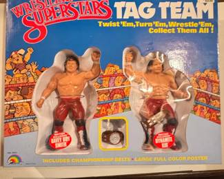 LJN WWF Wrestling Superstars Tag Team Action Figures The British Bulldogs Davey Boy Smith Dynamite Kid
