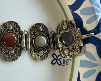 Vintage MultiStone Filigree Link Bracelet third image