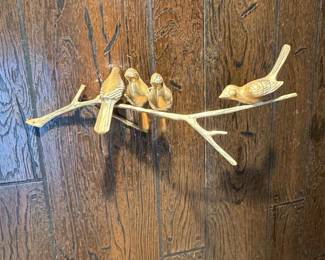 Brass Birds on Branch Wall Decor