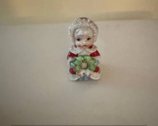 Vintage Christmas Girl Figurine with Wreath