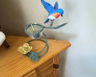 Bluebird and Flower Votive Candle Holder