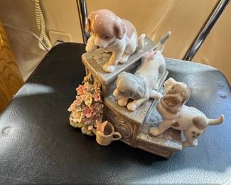 Cosmos Gifts Puppies on Garden Steps Musical Figurine