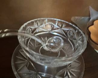 Anchor Hocking Early American Prescut Punch Bowl Set with Ladle and Underplate second image