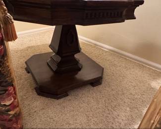 Octagonal Pedestal Side Table with Inlaid Top