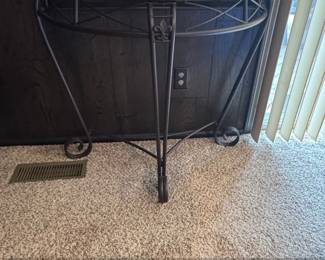 HalfMoon Console Table with Wood Top and Wrought Iron Base