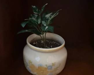 Vintage Ceramic Planter Pot with Floral Design