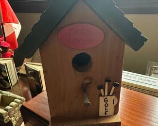 Wooden Birdhouse with Golf Theme