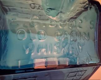 E.G. Boozs Old Cabin Whiskey Cobalt Blue Glass Bottle second image