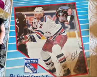 Brian Leetch Autographed New York Rangers The Fastest Game in Town Poster