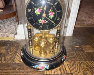 Kundo Anniversary Clock with HandPainted Floral Base and Columns