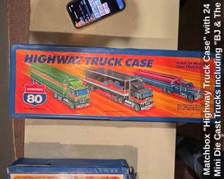 Matchbox Highway Truck Case with Mini Die Cast Trucks including BJ  The Bear Kenworth K