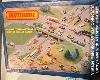 Vintage Matchbox Official Collectors Carry Case with Assorted DieCast Emergency and Military Vehicles
