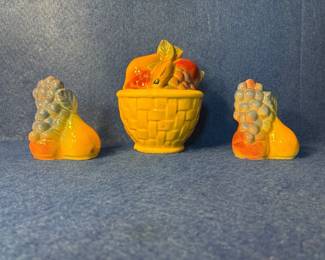 Vintage Shawnee Pottery fruit basket ceramic collectibles. 