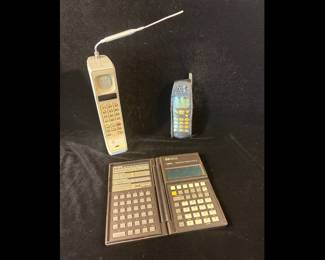 Vintage cell phones and calculator